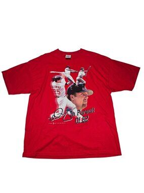 Joy Athletic Mark McGwire 1998 "In Pursuit Of 62" T-Shirt Men's Size 2XL Red
